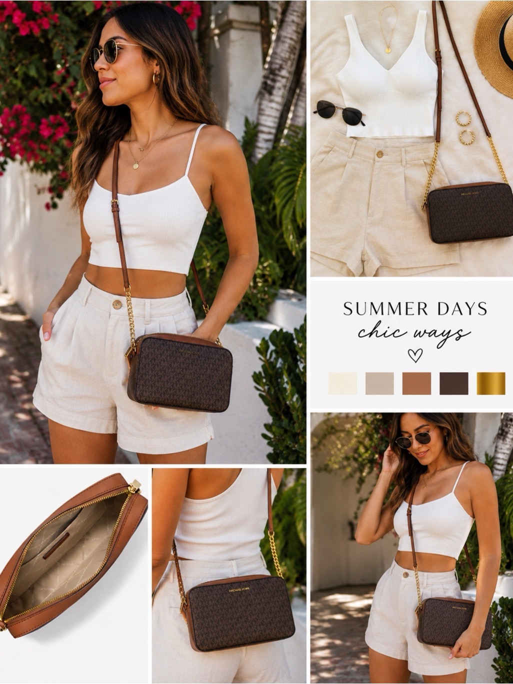 Michael Kors Brown Mk Logo Crossbody Purse